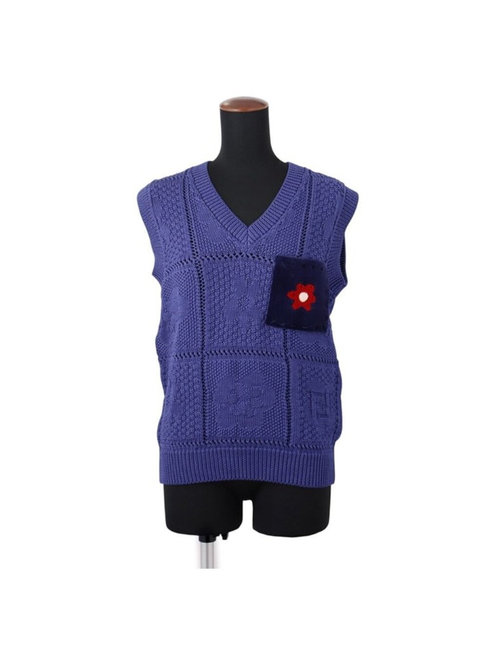 Fendi Vest V-neck Flower Motif Mink Fzxe 97 Sleeveless 38